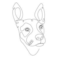 Continuous one line dog drawing out line vector illustration design