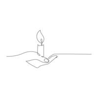 Continuous line drawing candle vector illustration design Coloring page for kids white halloween candles vector illustration,