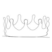 Continuous one line art drawing crown design and outline vector minimalism style