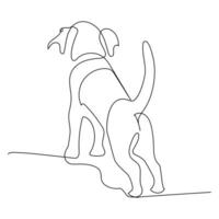 Continuous one line dog drawing out line vector illustration design