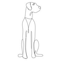 Continuous one line dog drawing out line vector illustration design