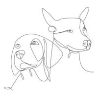 Continuous one line dog drawing out line vector illustration design