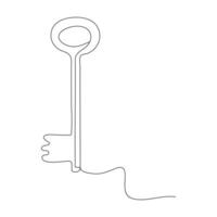 Key single line vector one continuous line drawing of key key line icon