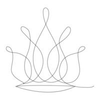 Continuous one line art drawing crown design and outline vector minimalism style