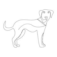 Continuous one line dog drawing out line vector illustration design