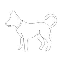 Continuous one line dog drawing out line vector illustration design