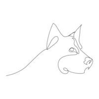 Continuous one line dog drawing out line vector illustration design