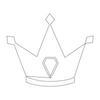 Continuous one line art drawing crown design and outline vector minimalism style