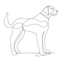 Continuous one line dog drawing out line vector illustration design