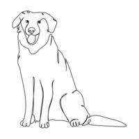 Continuous one line dog drawing out line vector illustration design