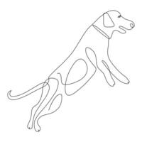 Continuous one line dog drawing out line vector illustration design