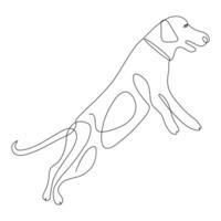 Continuous one line dog drawing out line vector illustration design