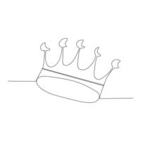 Continuous one line art drawing crown design and outline vector minimalism style