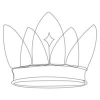 Continuous one line art drawing crown design and outline vector minimalism style