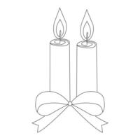 Continuous line drawing candle vector illustration design Coloring page for kids white halloween candles vector illustration,