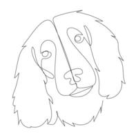 Continuous one line dog drawing out line vector illustration design