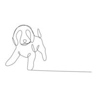 Continuous one line dog drawing out line vector illustration design