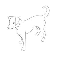 Continuous one line dog drawing out line vector illustration design