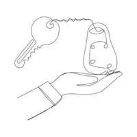 Key single line vector one continuous line drawing of key key line icon