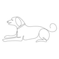 Continuous one line dog drawing out line vector illustration design