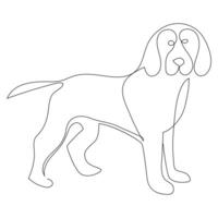 Continuous one line dog drawing out line vector illustration design