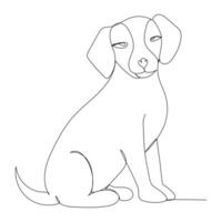 Continuous one line dog drawing out line vector illustration design