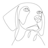 Continuous one line dog drawing out line vector illustration design