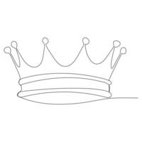 Continuous one line art drawing crown design and outline vector minimalism style