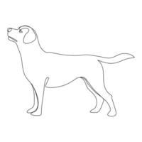 Continuous one line dog drawing out line vector illustration design