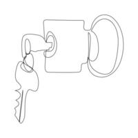 Key single line vector one continuous line drawing of key key line icon