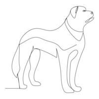 Continuous one line dog drawing out line vector illustration design