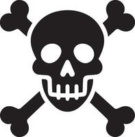 Crossbones and skull death flat vector icon for danger or warning on white background. Roger symbol for apps and games