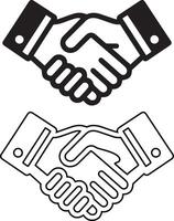 Handshake vector line icon design illustration on a white background. Business agreement handshake or friendly handshake line art symbol for apps and websites.