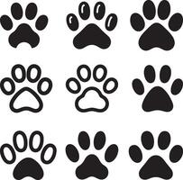 Cat and dog paw vector illustration icons set. paw print sign and symbol for t-shirts, backgrounds, patterns, websites, showcase designs, greeting cards, child prints and etc.