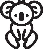 Cute koala bear line icon vector illustration on white background.