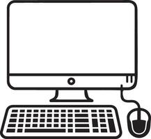 Desktop computer with keyboard and mouse vector icon on white background. Personal PC flat vector icon for apps and websites.