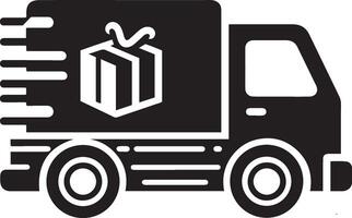 Fast delivery truck flat vector icon. Express delivery symbol. Logistic trucking sign for apps and websites.