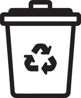 Bin vector icon with recycling sign line design. Trash can symbol vector illustration.