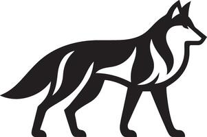 Wolf vector icon illustration on white background. Howling and standing animals.