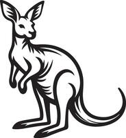 Black silhouettes of kangaroo vector illustration on a white background. Funny comic marsupial animal from Australia.