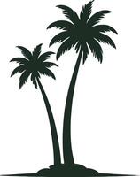 palm trees silhouette on the beach, summer tree, vacation travel resort vector