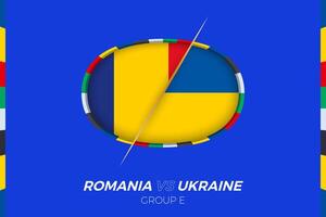 Romania vs Ukraine football match icon for European football Tournament 2024, versus icon on group stage. vector