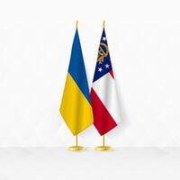 Ukraine and Georgia flags on flag stand, illustration for diplomacy and other meeting between Ukraine and Georgia. vector