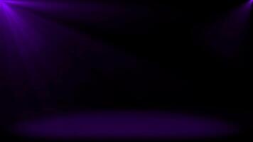 Abstract shinny light rays falling on floor, purple optical flares dark background video