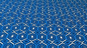 3d blå rader rör på sig över hexagonal mönster blå Färg bakgrund video