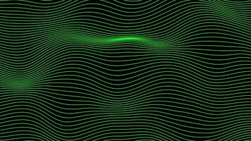 abstrato verde cor horizontal ondulado linhas comovente em Preto fundo, em loop abstrato fundo video