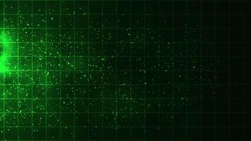 Abstract futuristic technology particles background, green particles and grid background video