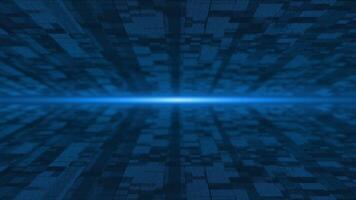 royal blue flying particles in digital 3d technologic cyberspace with light rays video