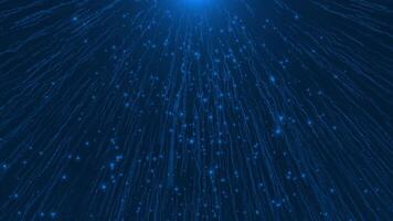 blue meteor shower wavy particles falling with sparkling particles , particles background video
