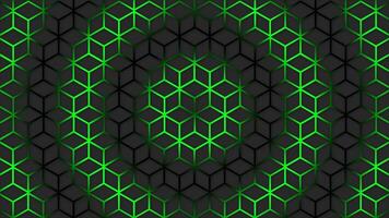 circulaire groen Golf in beweging over- zeshoekig vorm futuristische achtergrond. modieus sci-fi technologie achtergrond met zeshoekig patroon. naadloos lus video